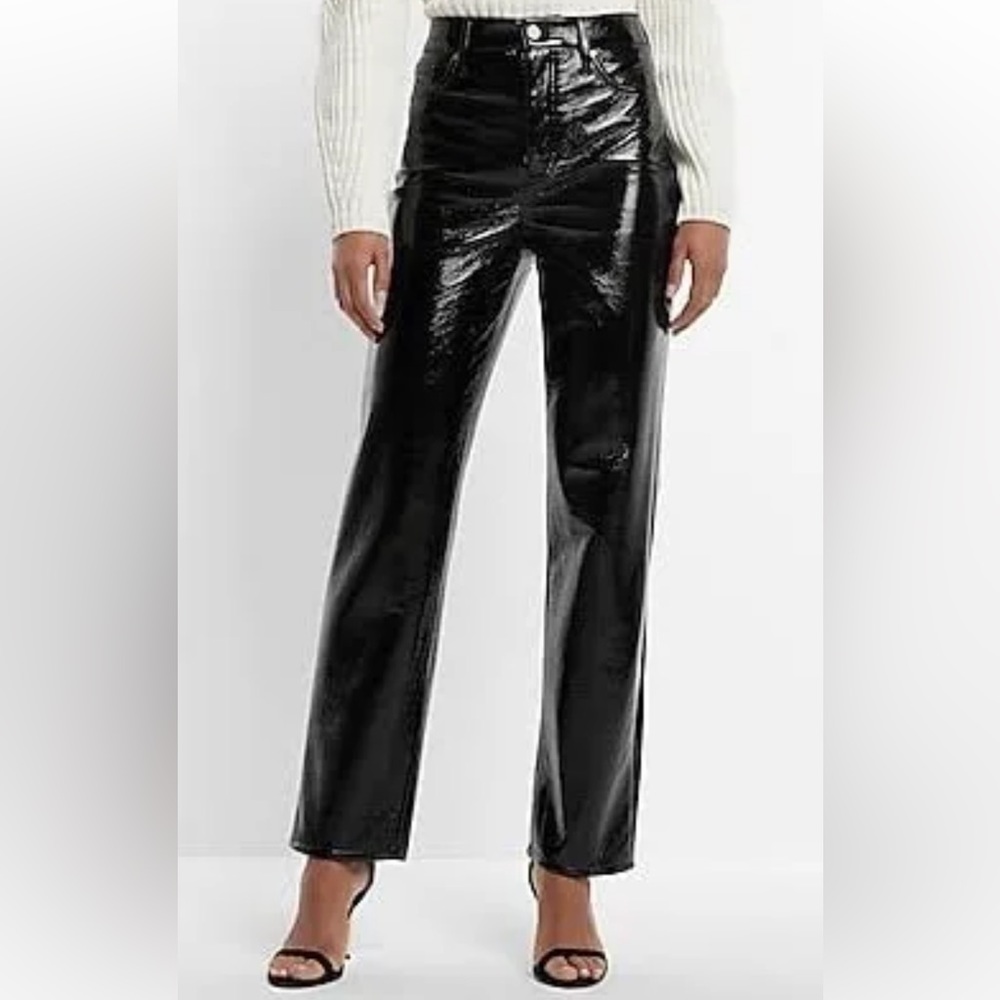EXPRESS Black Patent Leather Pants, size 4